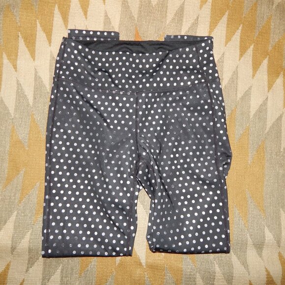 Athleta S Black w Gray Polka Dots Yoga Leggings - Picture 2 of 6